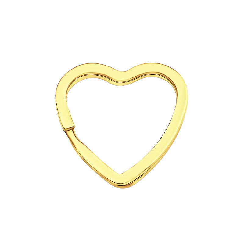 Heart-Shape Flat Key Ring Metal Split Parting Key Ring Gold -