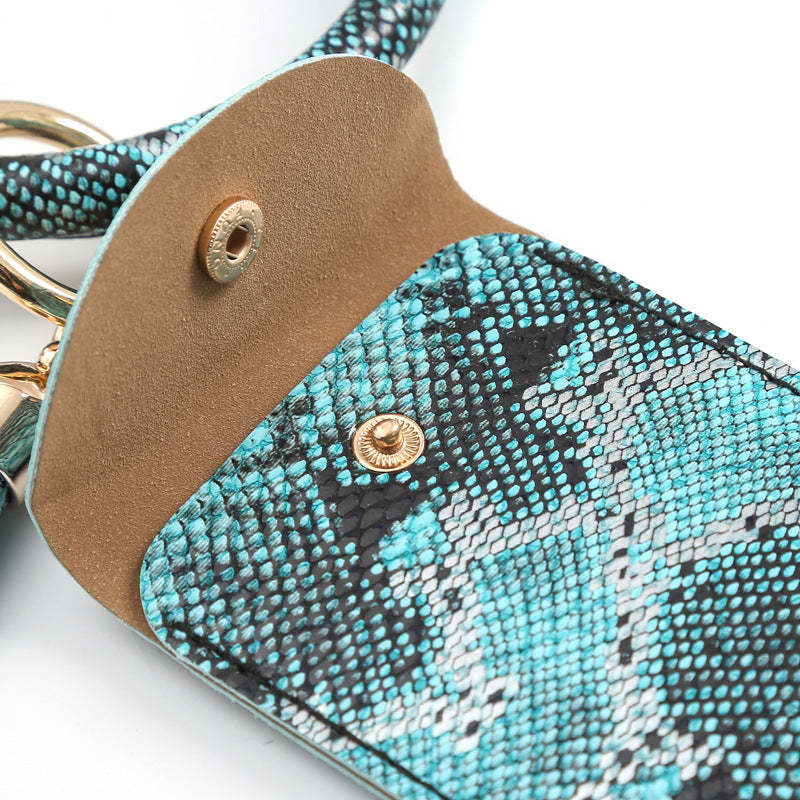 Leather Wristlet Circle Keychain Bangle Card Pocket for Women - soufeelus