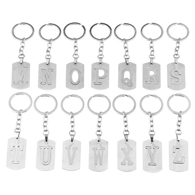 Silver Alphabet Keychain Simple Initial Letter Keychain Birthday Gift