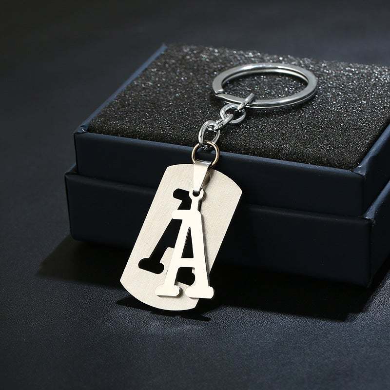 Silver Alphabet Keychain Simple Initial Letter Keychain Birthday Gift
