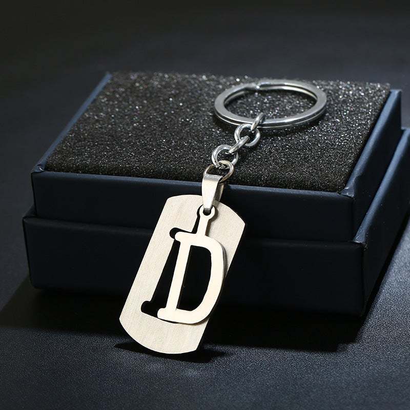 Silver Alphabet Keychain Simple Initial Letter Keychain Birthday Gift