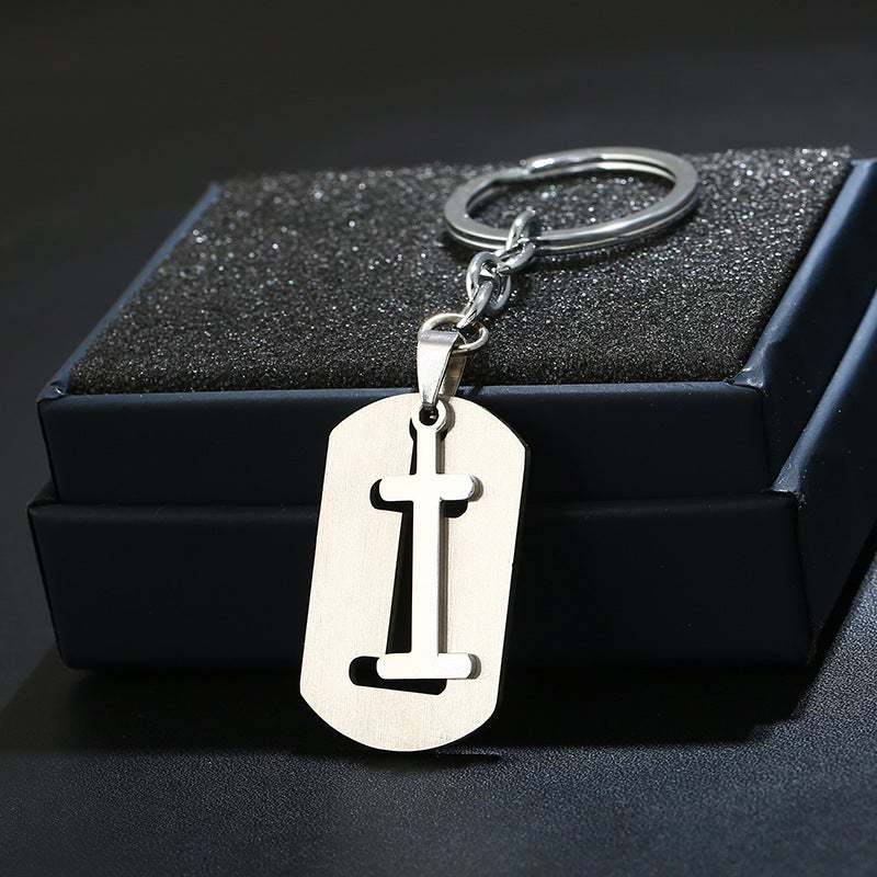 Silver Alphabet Keychain Simple Initial Letter Keychain Birthday Gift