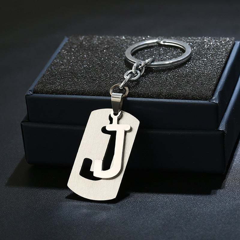 Silver Alphabet Keychain Simple Initial Letter Keychain Birthday Gift