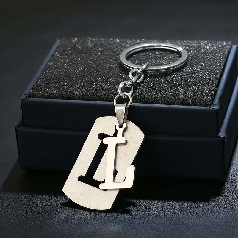 Silver Alphabet Keychain Simple Initial Letter Keychain Birthday Gift