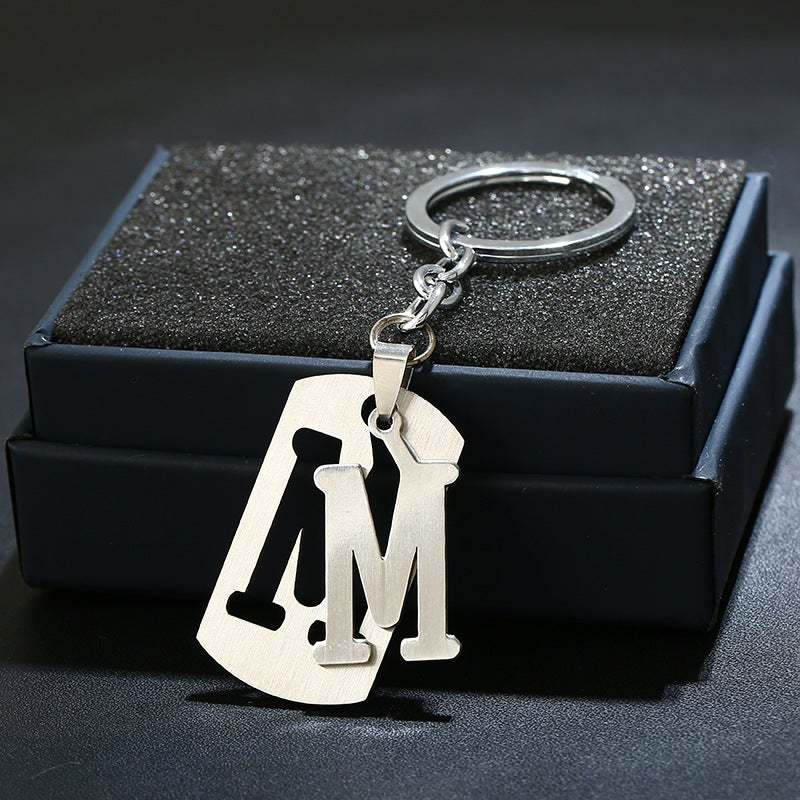 Silver Alphabet Keychain Simple Initial Letter Keychain Birthday Gift