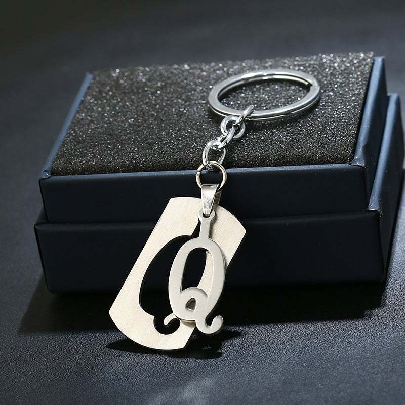 Silver Alphabet Keychain Simple Initial Letter Keychain Birthday Gift