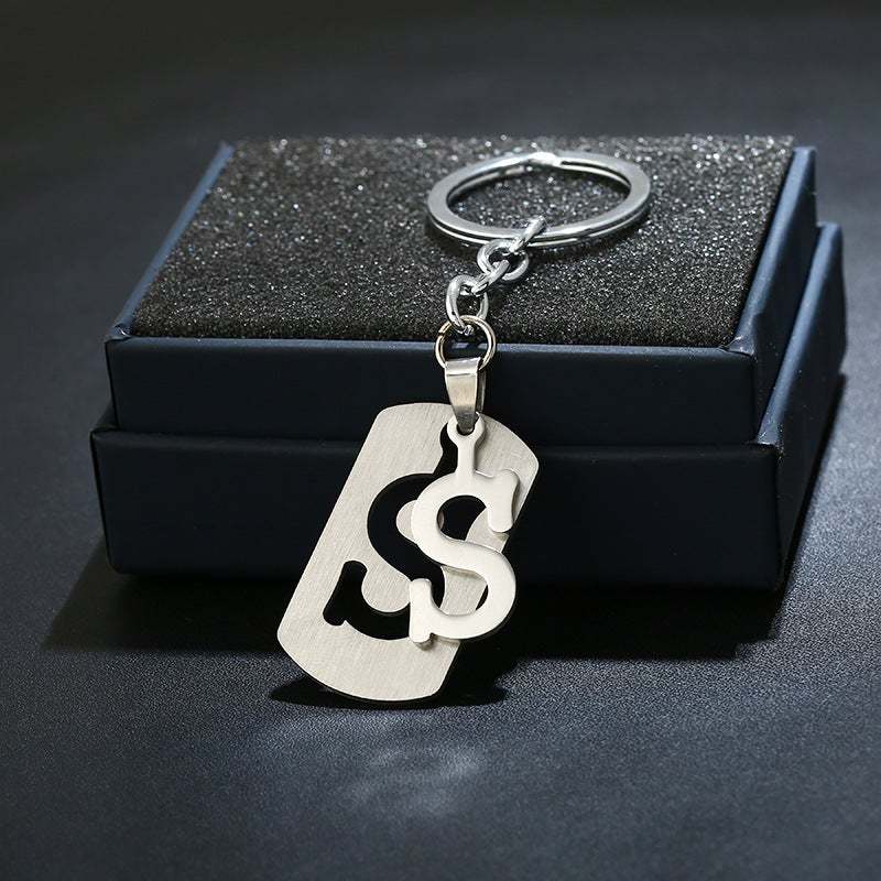 Silver Alphabet Keychain Simple Initial Letter Keychain Birthday Gift