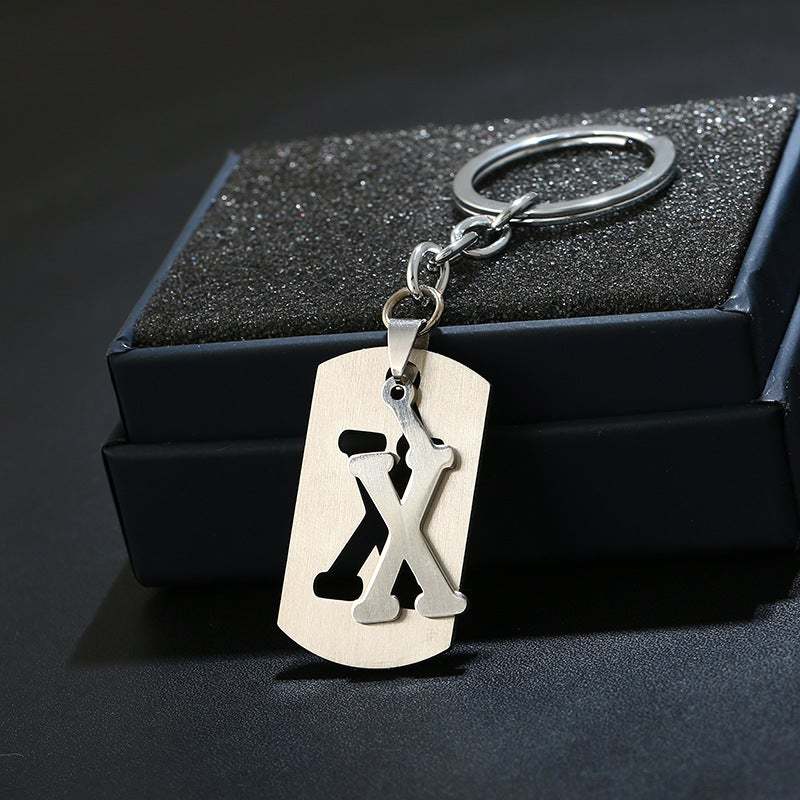 Silver Alphabet Keychain Simple Initial Letter Keychain Birthday Gift