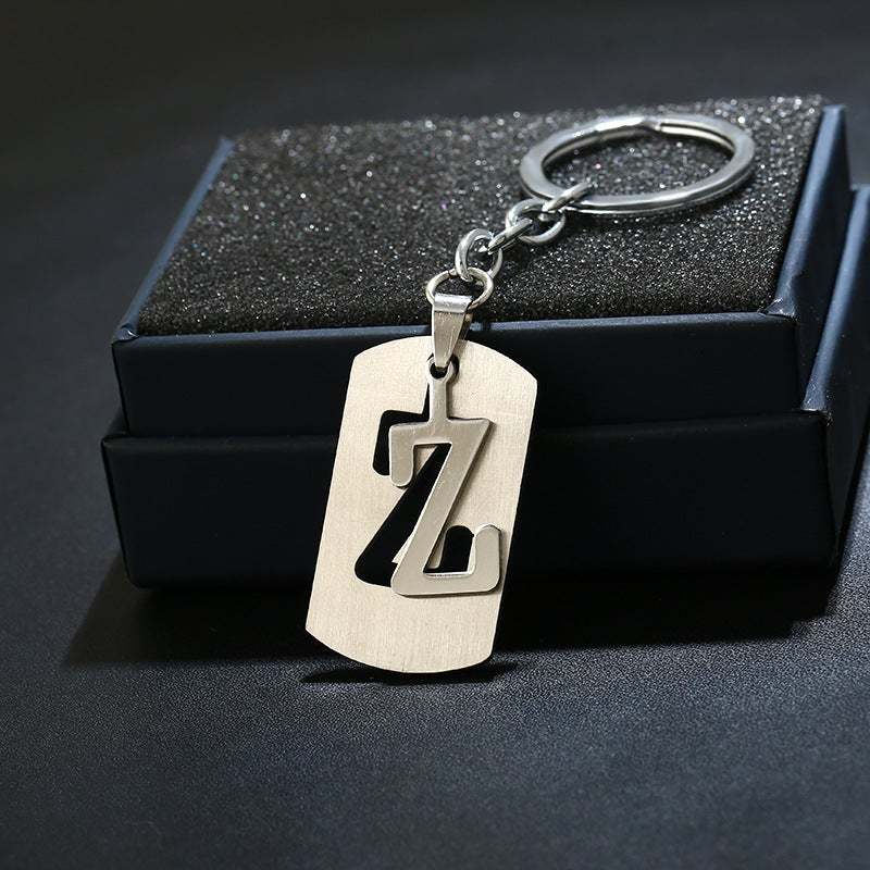 Silver Alphabet Keychain Simple Initial Letter Keychain Birthday Gift