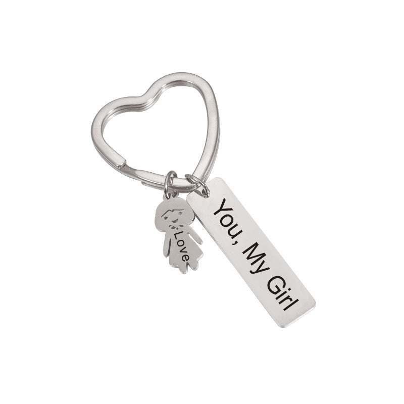 Couple Keychain Stainless Steel My Boy Girl Keychain Gift for Lover