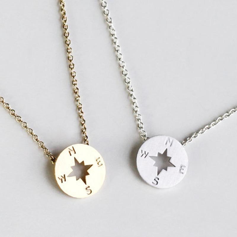 Fashion Compass Necklace Tiny Circle Retro Pendant