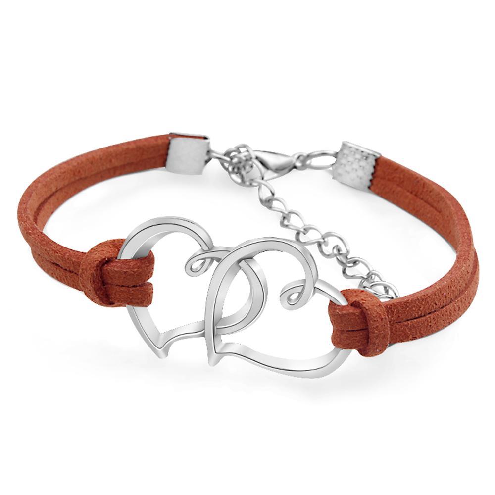 Double Heart Rope Bracelet Gift for Women and Girls - soufeelus