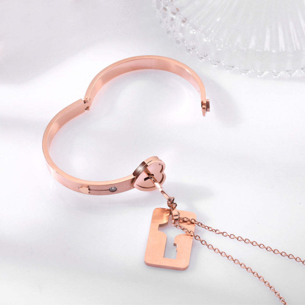 Necklace Bracelet Set Key Lock Love Jewelry Gifts For Couples - soufeelus