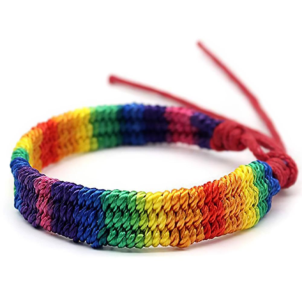 Gay Pride Bracelet Rainbow Wristband Lesbian Friendship Bracelet Braided Bracelet Accessory Adjustable Sizes Love Wristband Decorative Charm Pendants Gifts for Adults Man - soufeelus