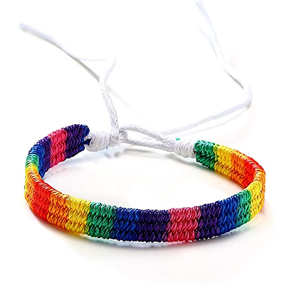 Gay Pride Bracelet Rainbow Wristband Lesbian Friendship Bracelet Braided Bracelet Accessory Adjustable Sizes Love Wristband Decorative Charm Pendants Gifts for Adults Man - soufeelus