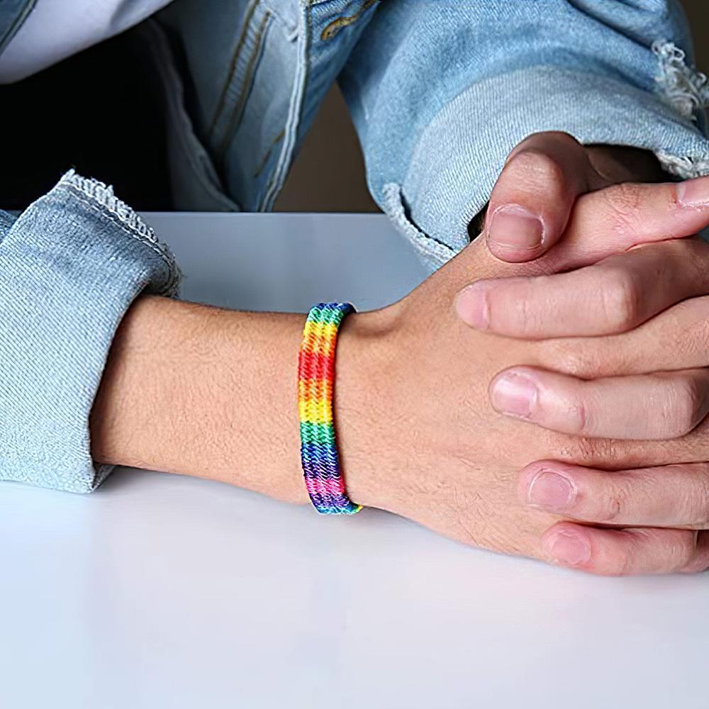 Gay Pride Bracelet Rainbow Wristband Lesbian Friendship Bracelet Braided Bracelet Accessory Adjustable Sizes Love Wristband Decorative Charm Pendants Gifts for Adults Man - soufeelus