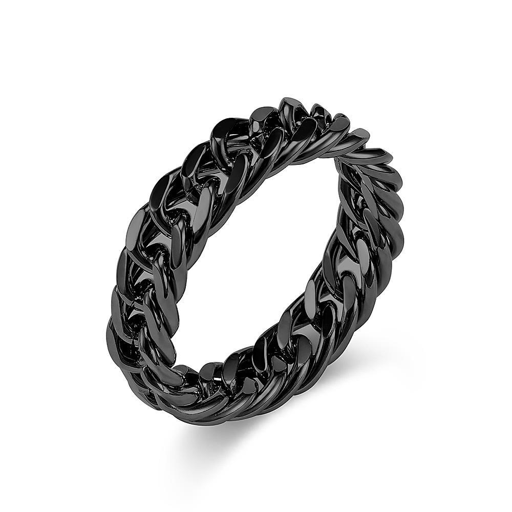 Titanium Steel Cuban Curb Link Chain Wedding Band Biker Ring Men's Ring - soufeelus