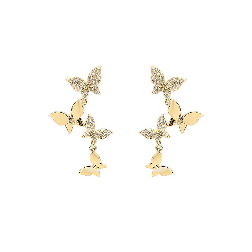 Butterfly Linear Drop Earrings Social Butterfly Long Earrings Bridesmaid Gift - soufeelus