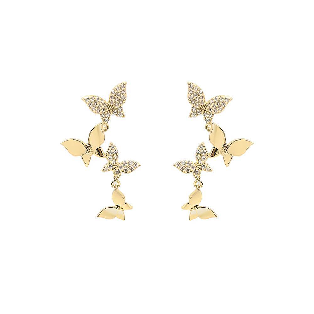 Butterfly Linear Drop Earrings Social Butterfly Long Earrings Bridesmaid Gift - soufeelus