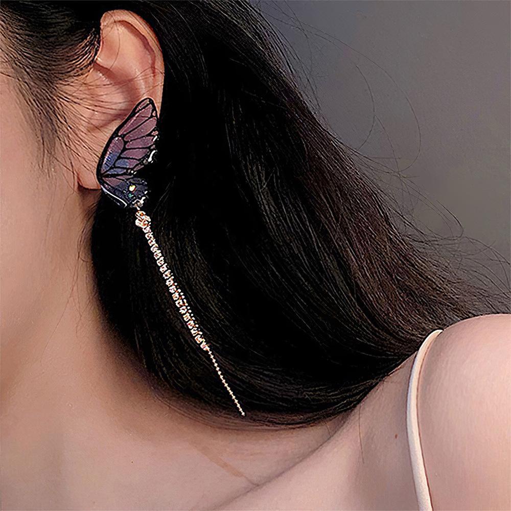 Acrylic Butterfly Statement Drop Earrings - soufeelus