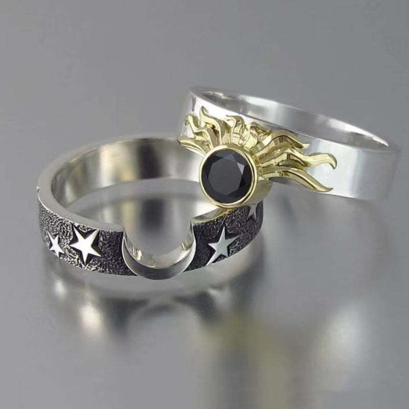 Sun and Moon Matching Rings Couples Ring Jewelry Gift for Lovers - soufeelus