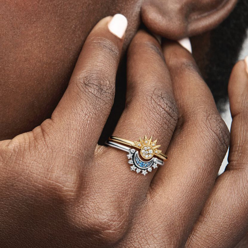 Sun Moon Ring Matching Rings Couple Rings Jewelry Gift for Her or Him - soufeelus