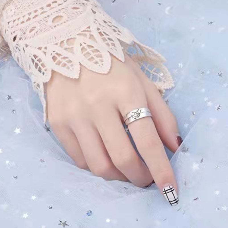 Matching Promise Couple Rings Adjustable Ring for Women Men Lovers Jewelry - soufeelus