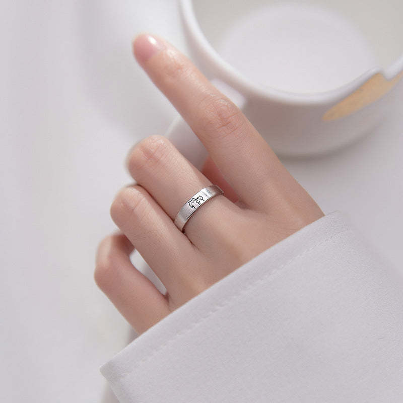 Cute Cat Matching Ring Adjustable Ring Animal Couple Jewelry Gift - soufeelus