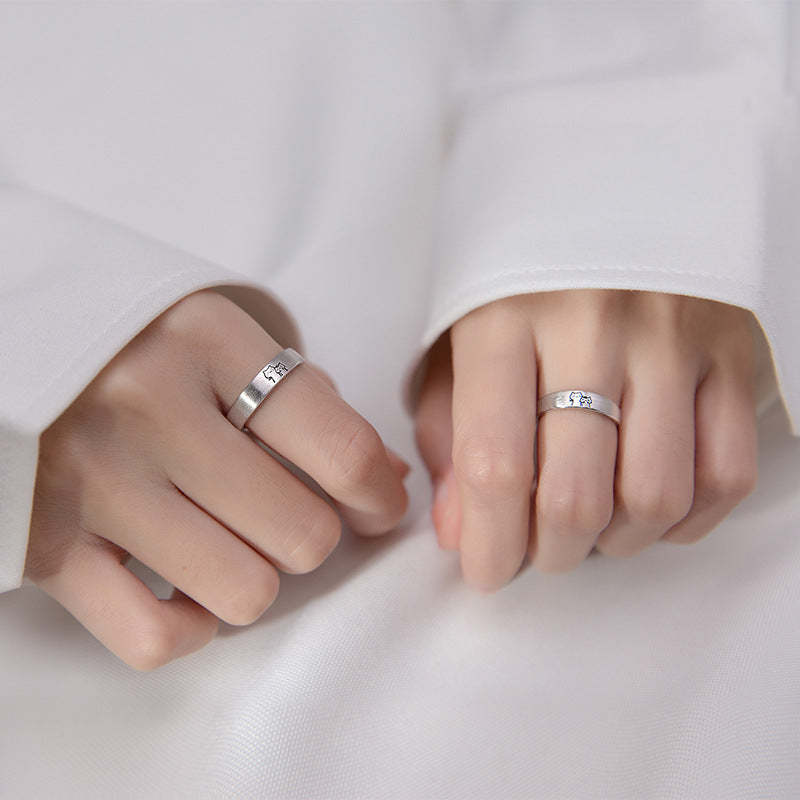 Cute Cat Matching Ring Adjustable Ring Animal Couple Jewelry Gift - soufeelus