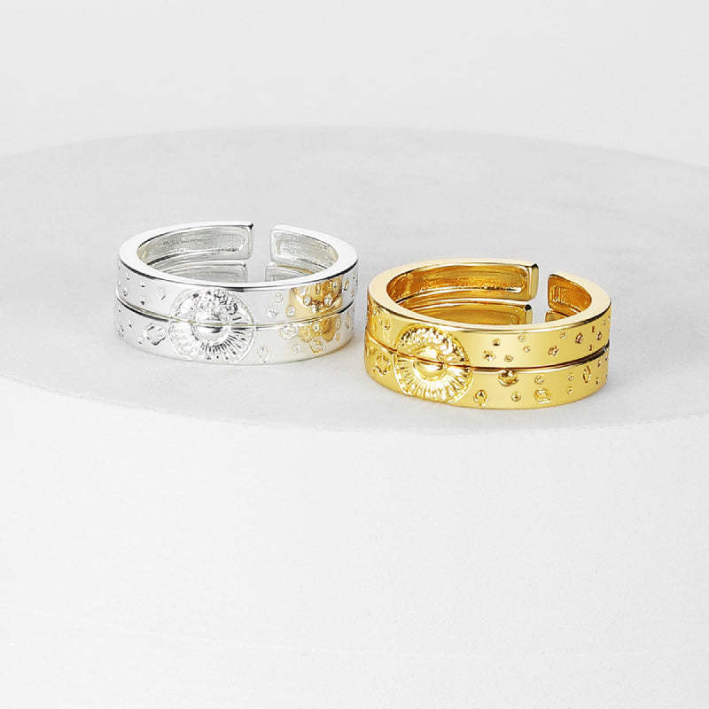 Sun and Moon Couple Rings Matching Ring Adjustable Ring Jewelry Gift for Lovers - soufeelus