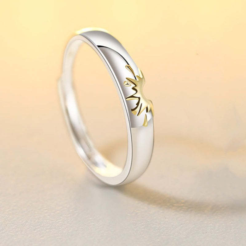 Sunflower Matching Promise Rings Couple Adjustable Ring Jewelry Gift for Lovers - soufeelus