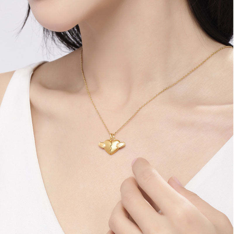 Heart Shaped Alloy Necklace couple Necklace Gift for Her -