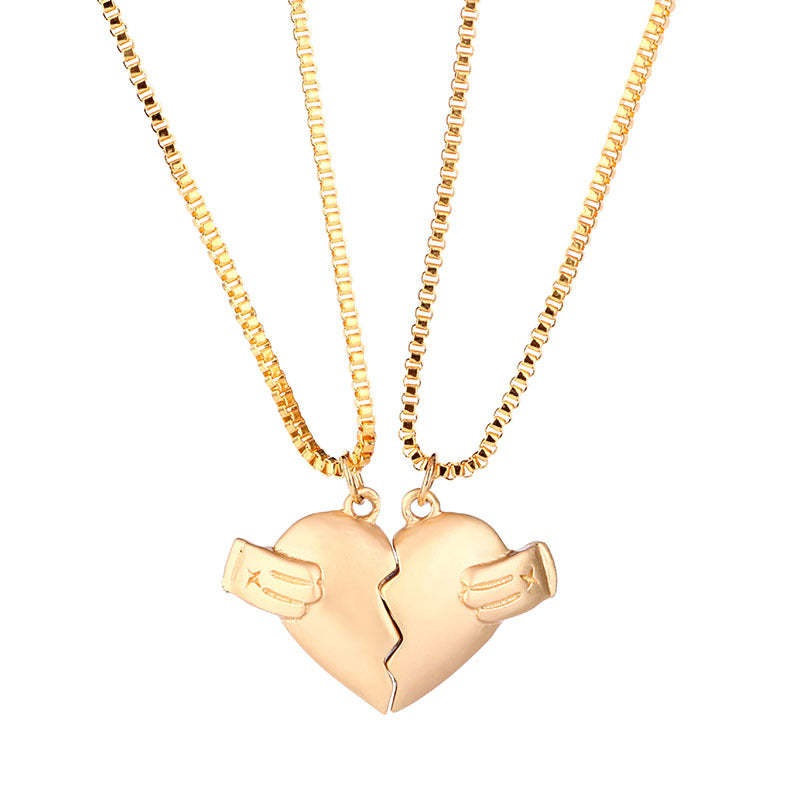 Heart Shaped Alloy Necklace couple Necklace Gift for Her - 