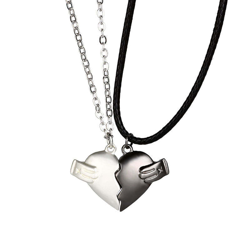 Heart Shaped Alloy Necklace couple Necklace Gift for Her - 