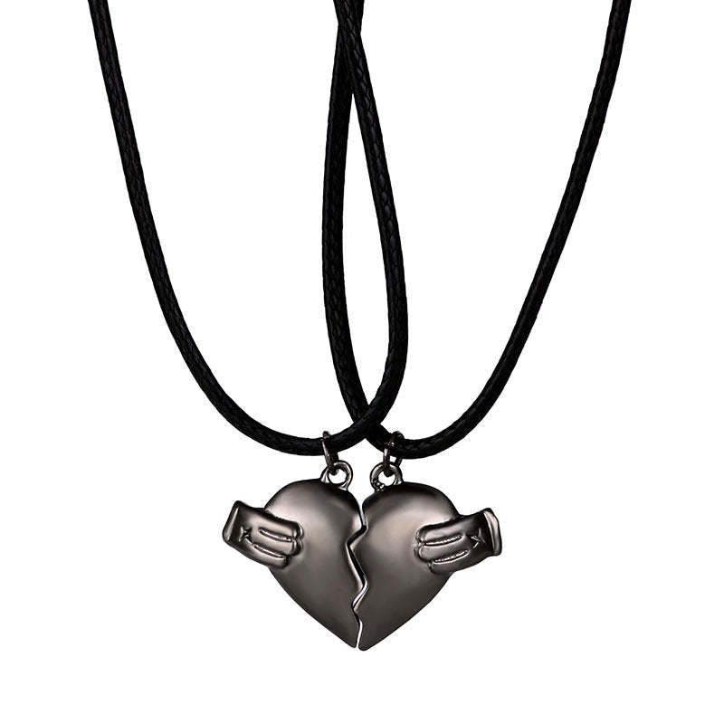 Heart Shaped Alloy Necklace couple Necklace Gift for Her - 