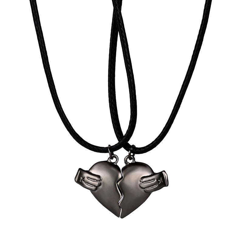 Heart Shaped Alloy Necklace couple Necklace Gift for Her -
