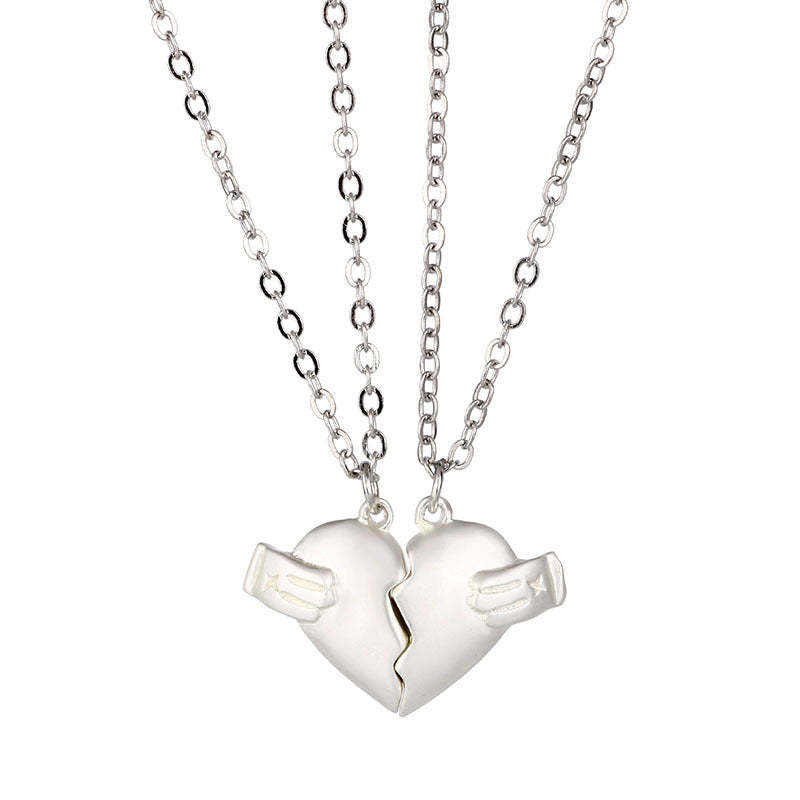 Heart Shaped Alloy Necklace couple Necklace Gift for Her - 