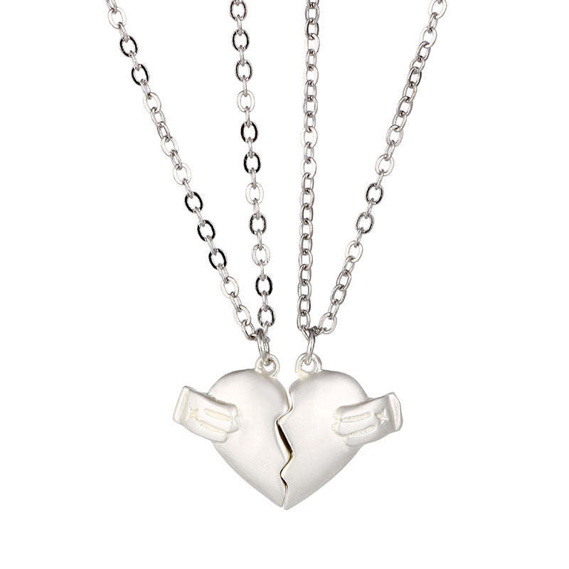 Heart Shaped Alloy Necklace couple Necklace Gift for Her -