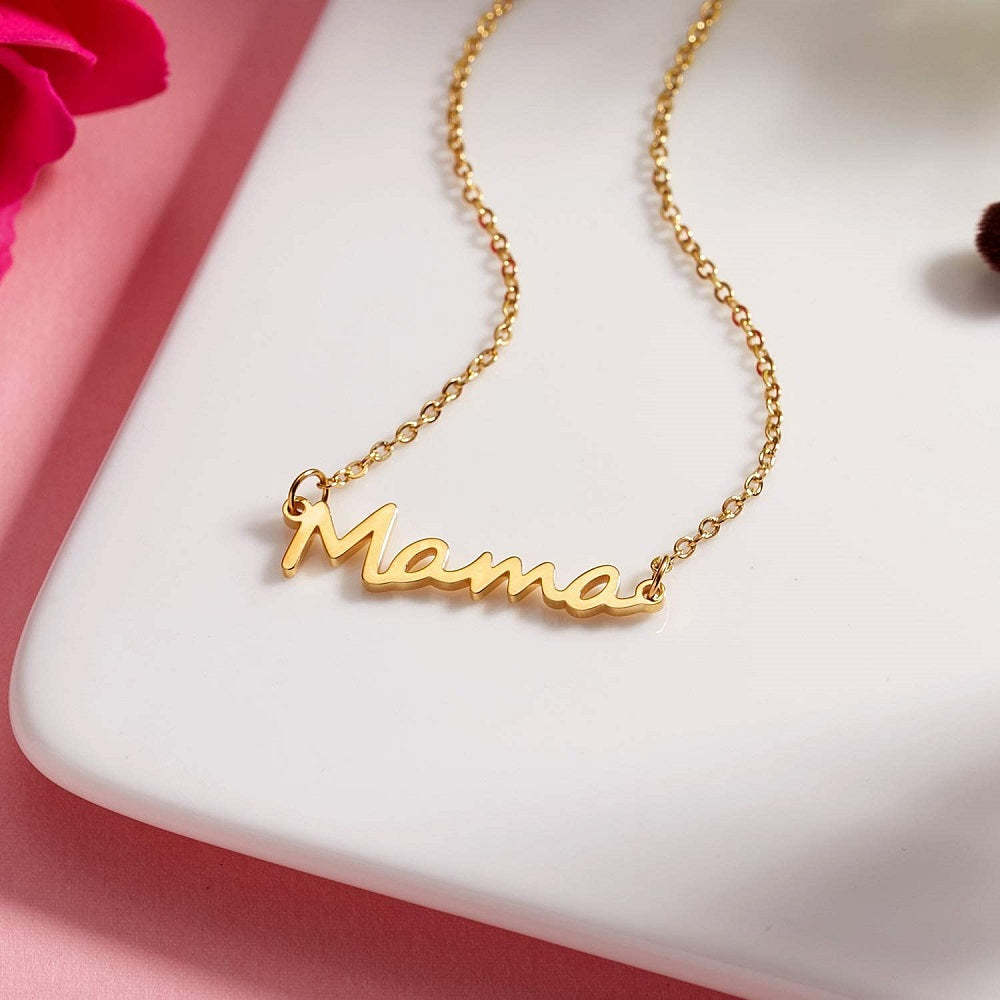 Dainty Mama Letter Necklace Fashion Pendant Mother's Day Gifts Gold -