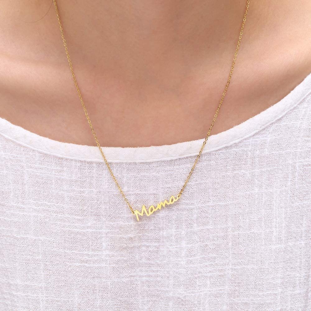 Dainty Mama Letter Necklace Fashion Pendant Mother's Day Gifts Gold -
