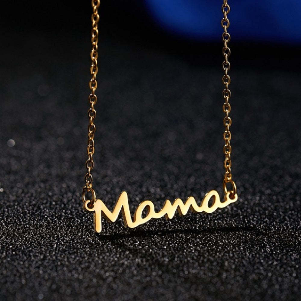 Dainty Mama Letter Necklace Fashion Pendant Mother's Day Gifts Gold -