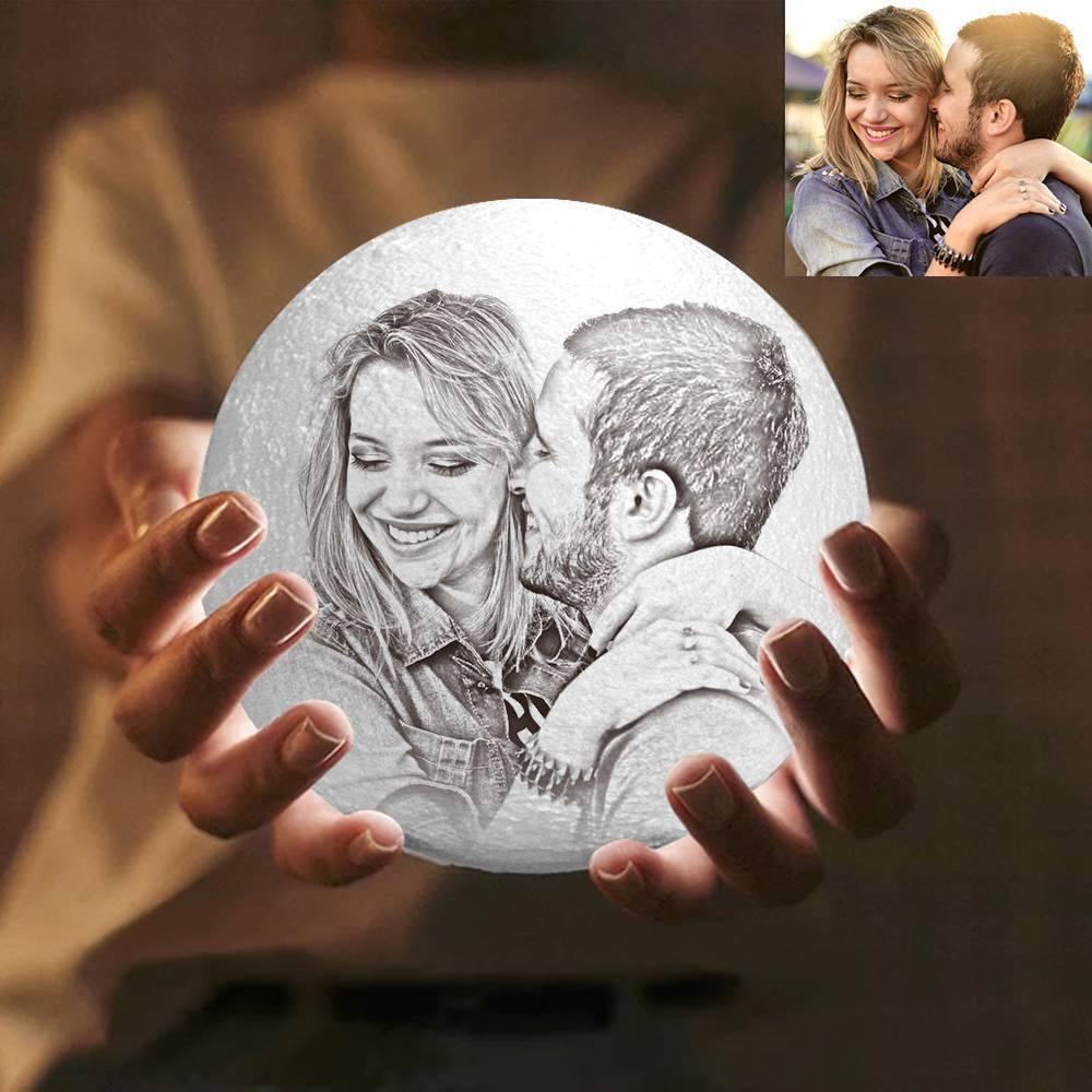 Photo Moon Lamp, Custom 3D Photo Light, Lamp Moon - Touch Two Colors 15cm - soufeelus