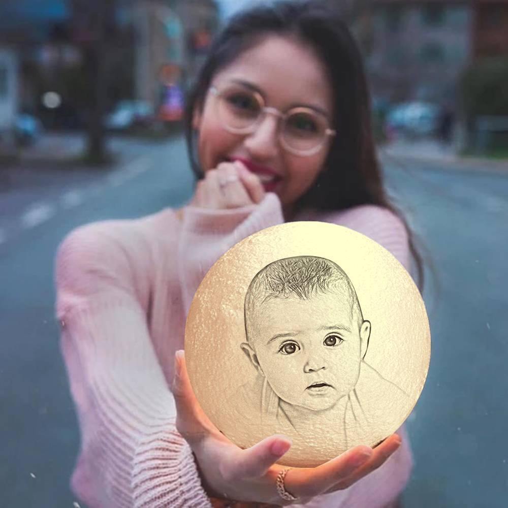 Photo Moon Lamp, Custom 3D Photo Light Baby Gift - Touch Two Colors??10-20cm?ê? - soufeelus