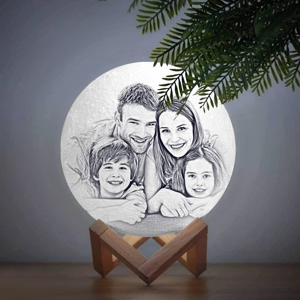 Photo Moon Lamp, Custom 3D Photo Light, Memorial Gift - Touch Two Colors（10-20cm） - soufeelus