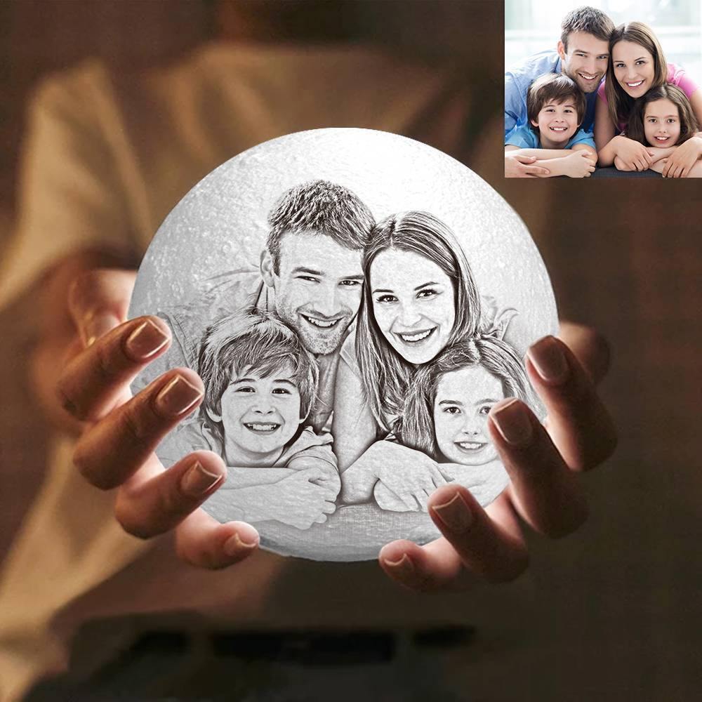 Photo Moon Lamp, Custom 3D Photo Light, Memorial Gift - Touch Two Colors（10-20cm） - soufeelus