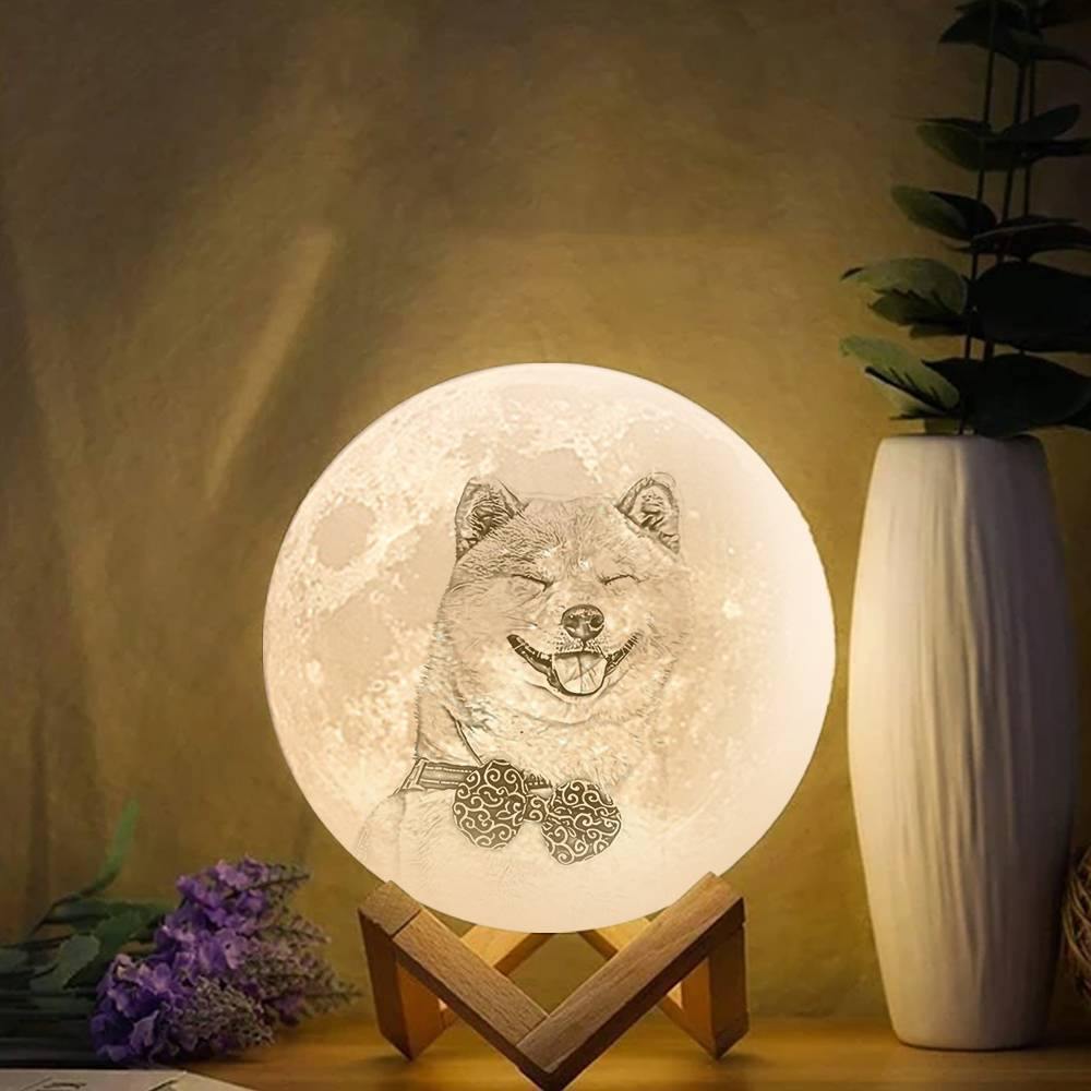 Photo Moon Lamp, Custom 3D Photo Light, Cute Pet - Touch Two Colors(10-20cm) - soufeelus