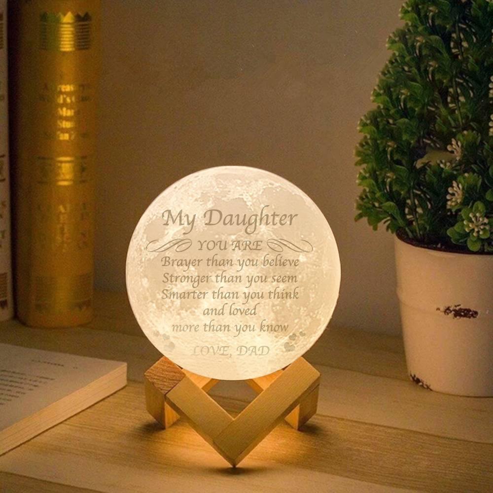 Engraved Moon Lamp with Little Heart, Custom 3D Moon Lamp for Your Babies - Touch Two Colors 15cm-20cm Available - soufeelus