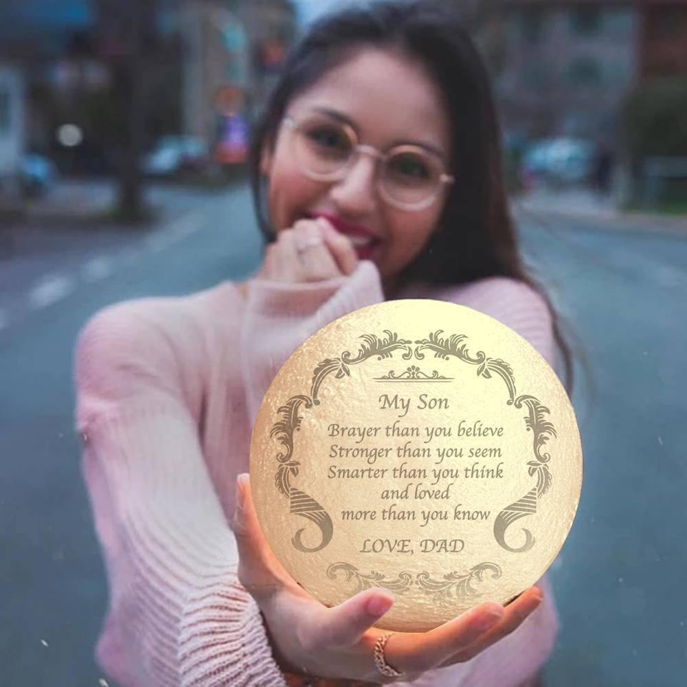 Engraved Moon Lamp, Custom 3D Moon Lamp Best Gift - Touch Two Colors 15cm-20cm Available - soufeelus