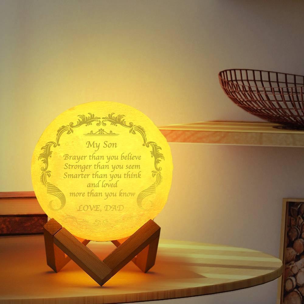 Engraved Moon Lamp, Custom 3D Moon Lamp Best Gift - Touch Two Colors 15cm-20cm Available - soufeelus