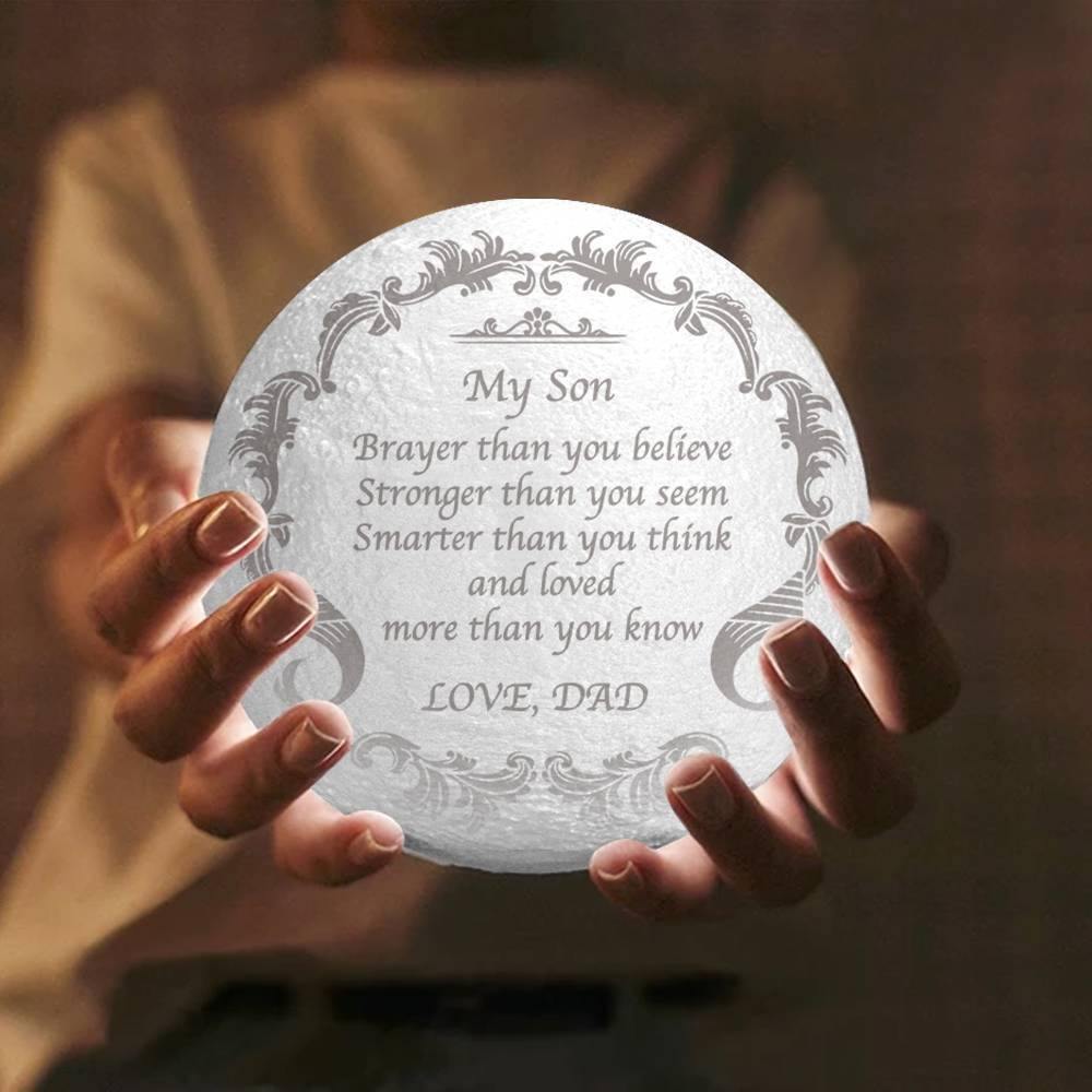 Engraved Moon Lamp, Custom 3D Moon Lamp Best Gift - Touch Two Colors 15cm-20cm Available - soufeelus